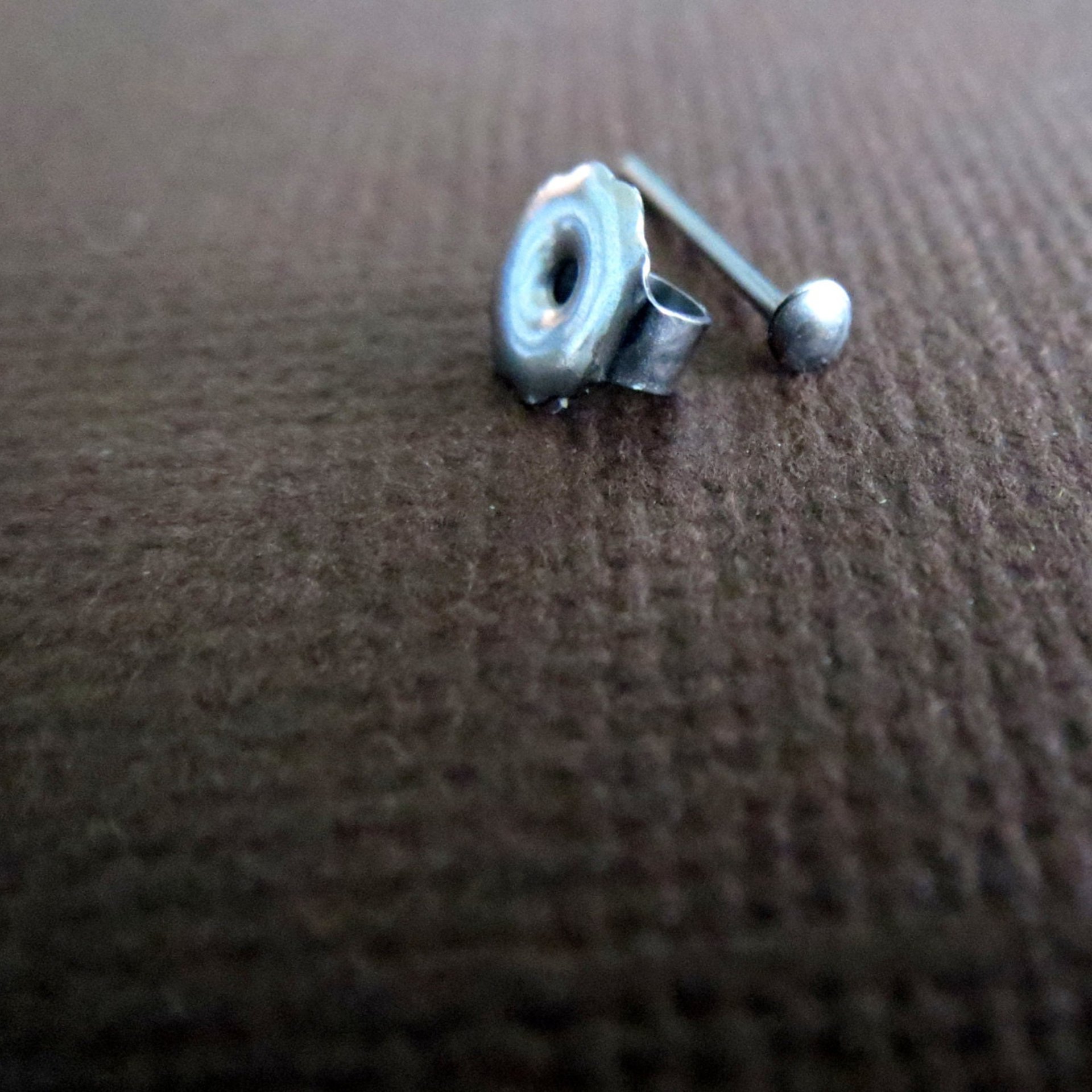 Niobium Tiny Stud Post Earrings, Grey Niobium Relief Studs, Womens or Mens Earrings - Hypoallergenic Lobe or Cartilage Stud Earrings