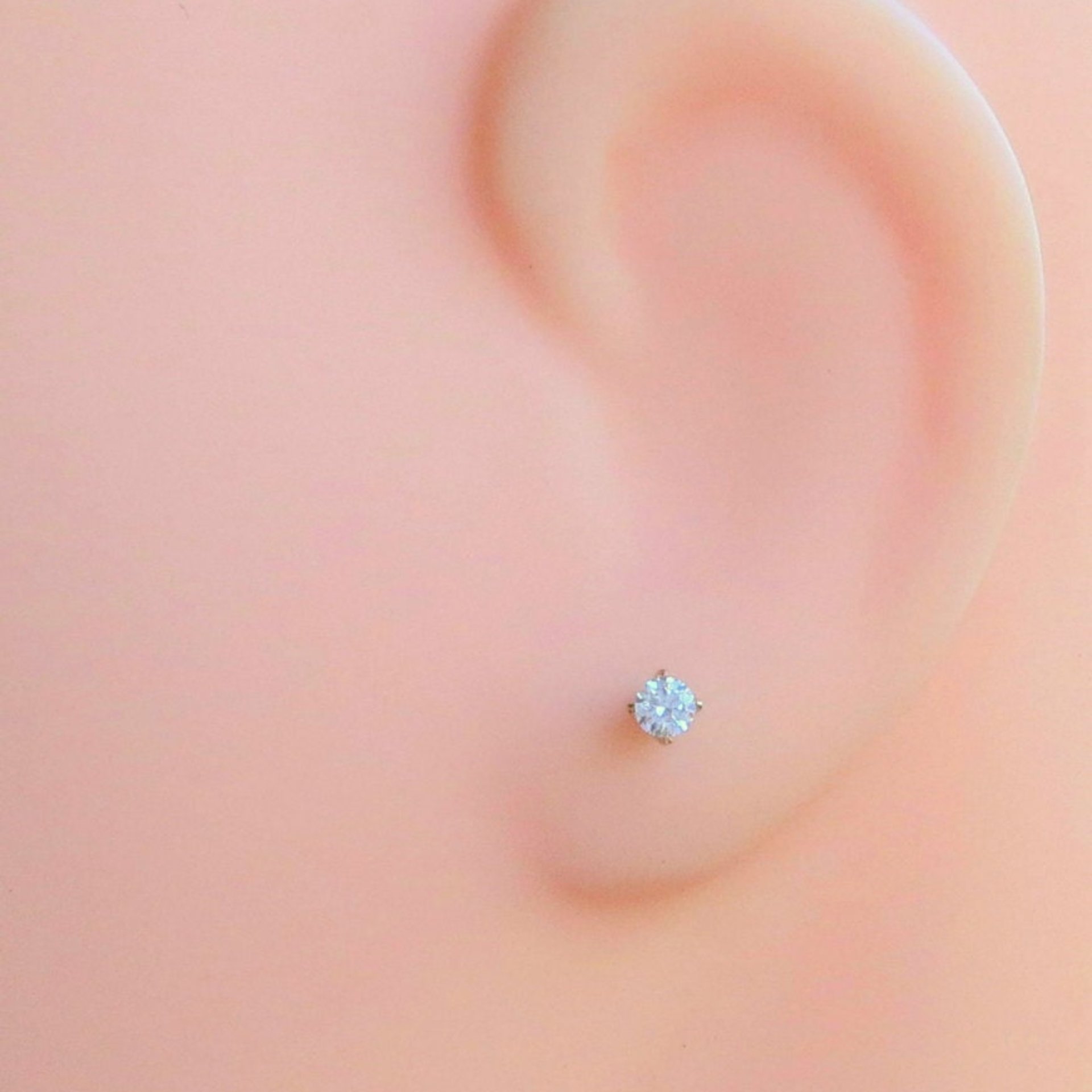 Small CZ Earrings; 3mm Round, Gold Filled Cubic Zirconia Cartilage Studs