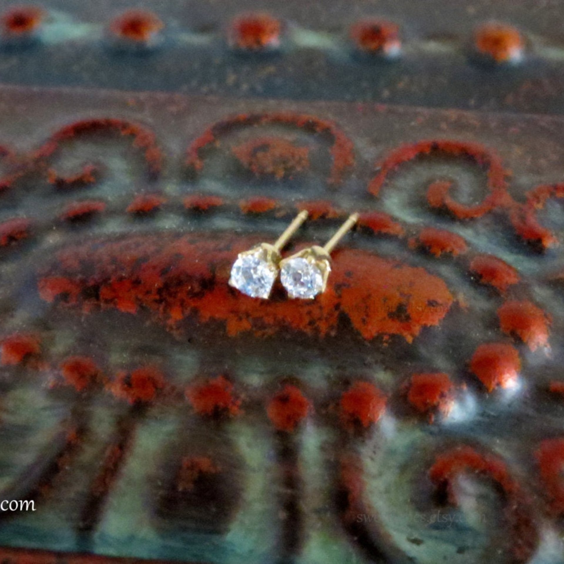 Small CZ Earrings; 3mm Round, Gold Filled Cubic Zirconia Cartilage Studs