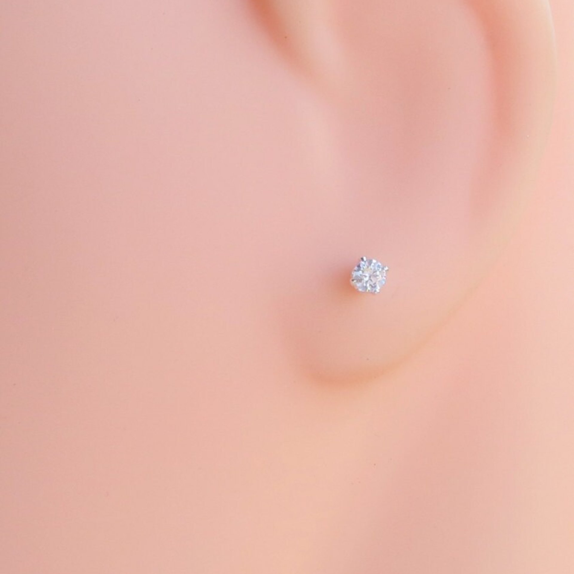 Sterling Silver CZ Earrings for Cartilage or Earlobes, Dainty Studs
