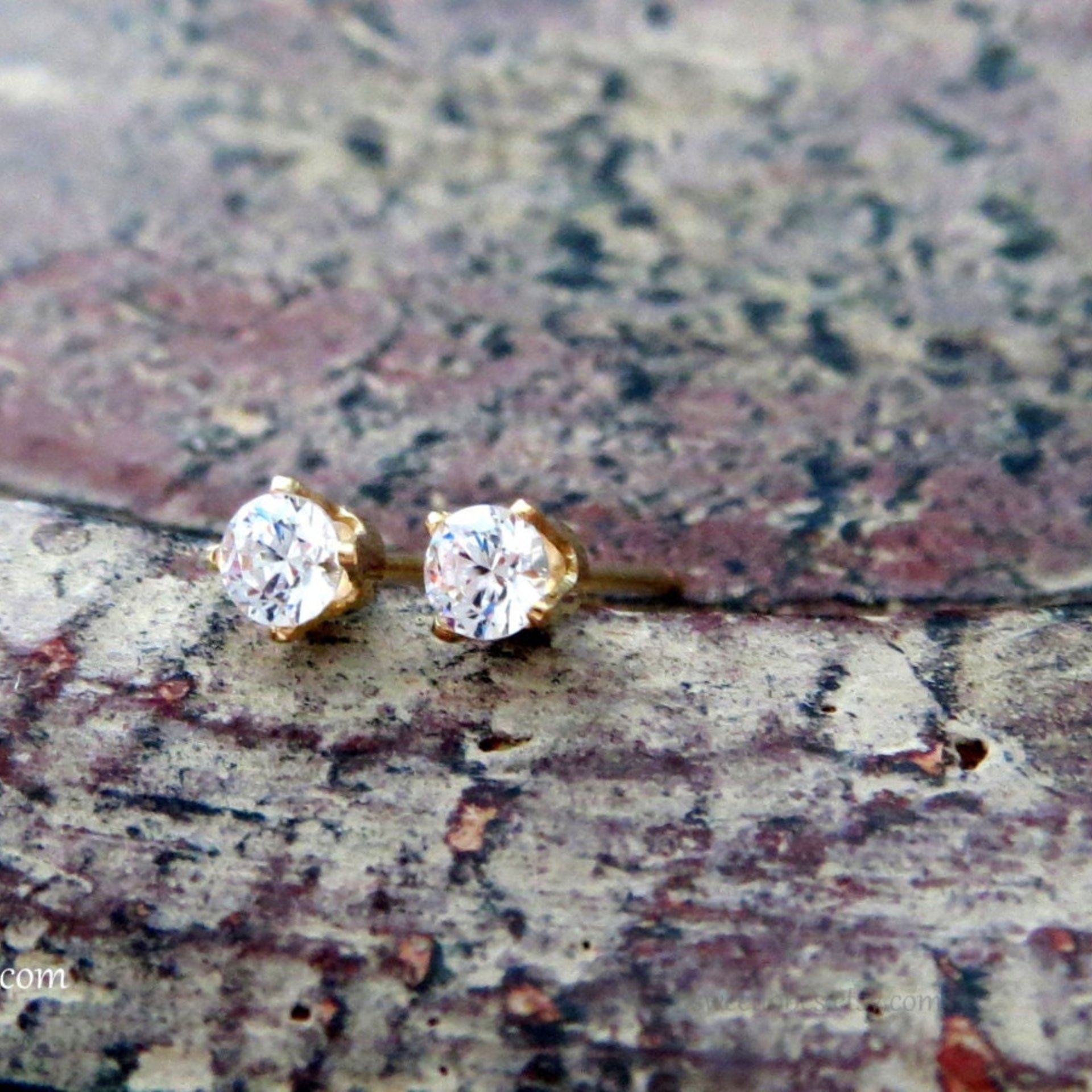 Small CZ Earrings; 3mm Round, Gold Filled Cubic Zirconia Cartilage Studs