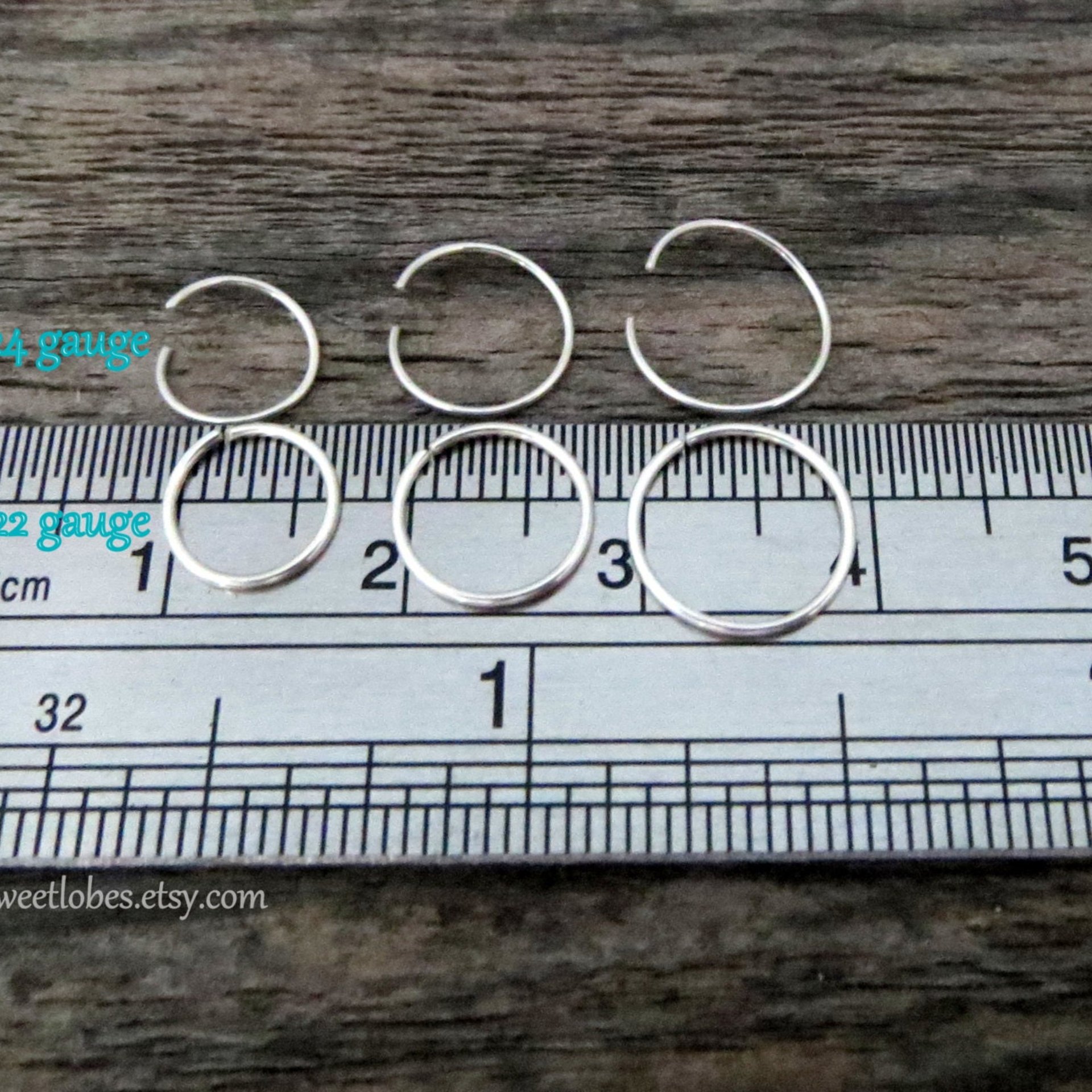 Argentium Silver Nose Ring, Skinny Seamless Hoop, 20, 22, 24, or 26g Cartilage, Nose, Lip, Helix Ring, Virtually Any Piercing! Made in USA