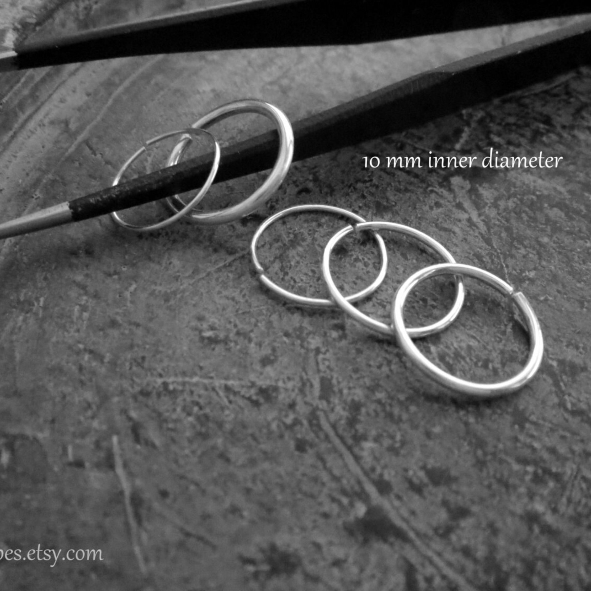 Argentium Silver Hoop, 10 mm Earring for Cartilage, Earlobe, and More