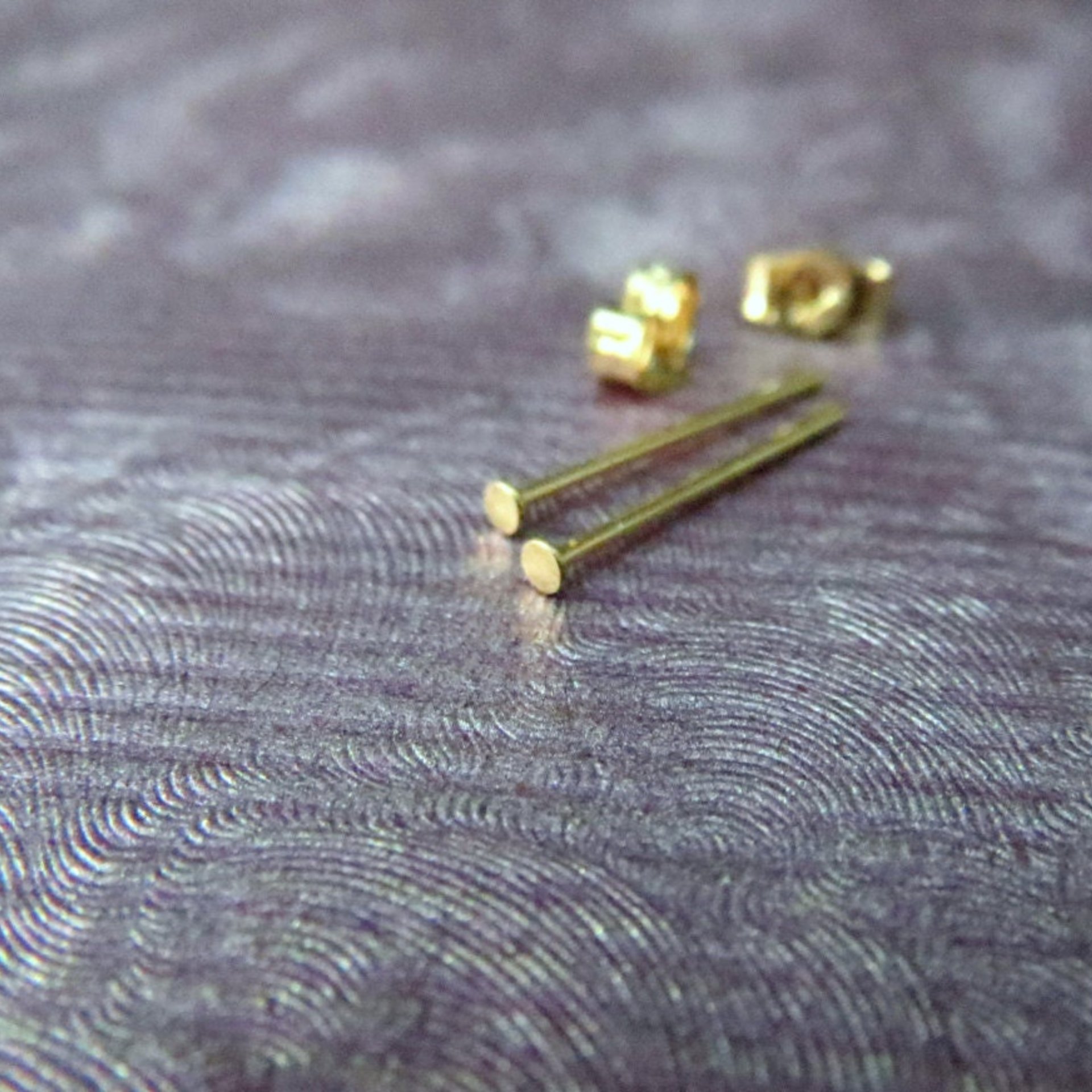 TEENY TINY Flat Gold Stud Earrings, 14k Solid Gold - Super Thin 24g Post, Single or Pair, Earlobe or Cartilage Earring, 100% Made in USA