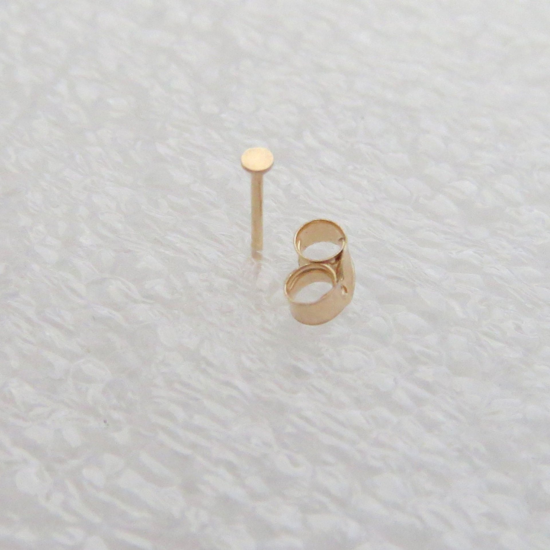 TEENY TINY Flat Gold Stud Earrings, 14k Solid Gold - Super Thin 24g Post, Single or Pair, Earlobe or Cartilage Earring, 100% Made in USA