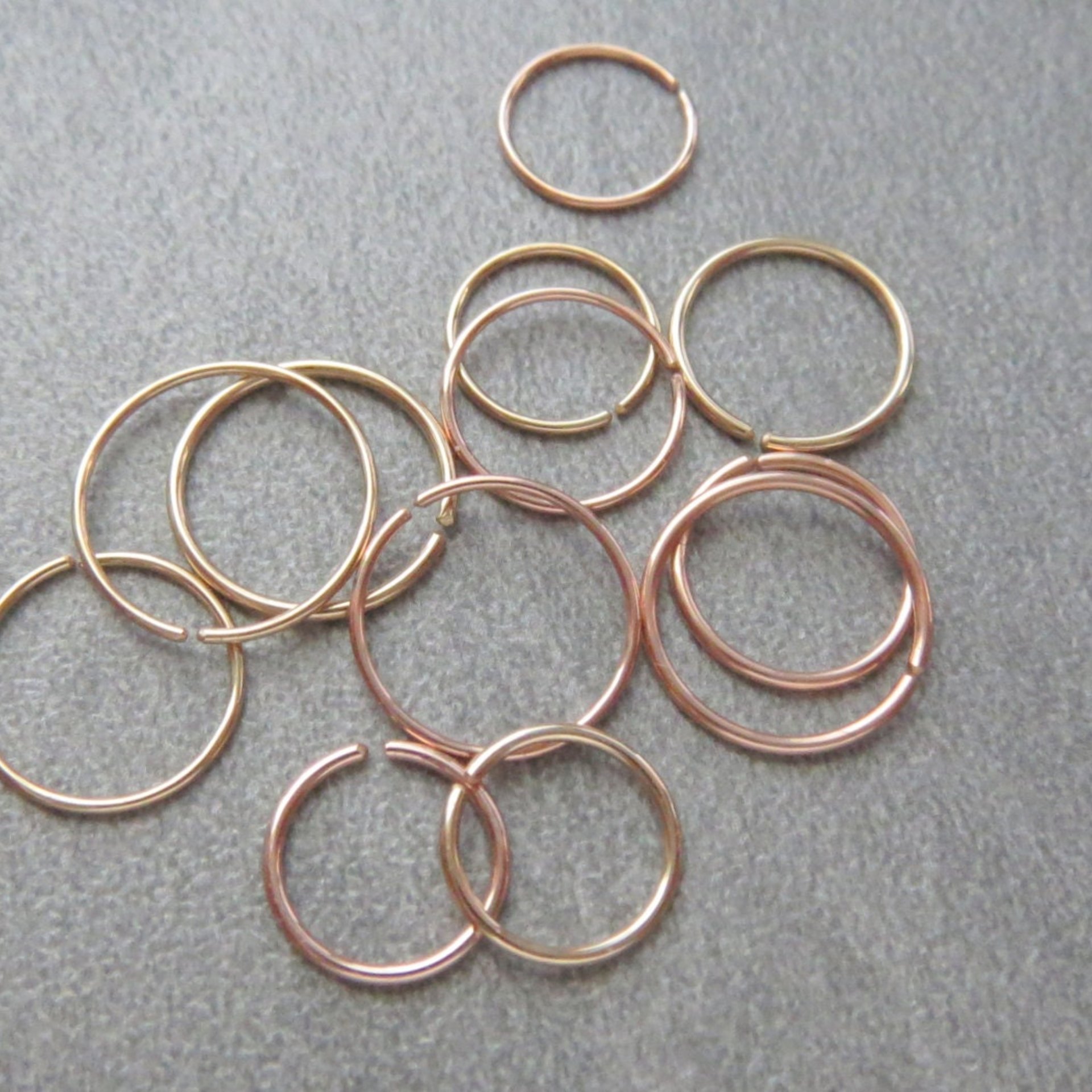 Yellow or Rose-Gold-Filled Endless Hoop Nose Ring 22, 24, or 26g, Skinny Hoop, 100% Handcrafted in the USA