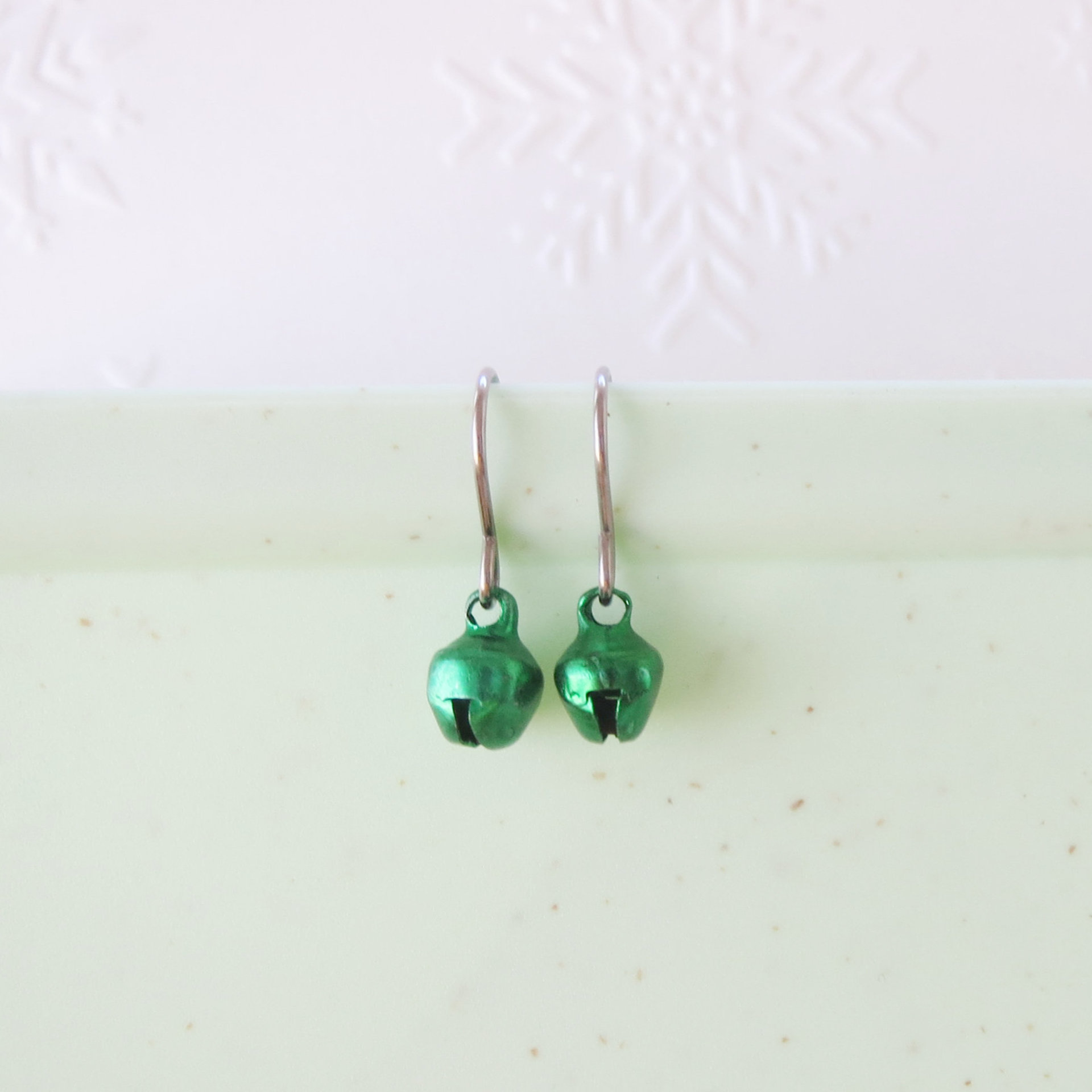 Tiny Jingle Bell Earrings on Titanium Earwires, Implant Grade Nickel Free, Dainty Christmas Earrings Great Gift For Little Girls, Adults Too